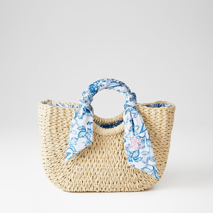 Sanderson Ribbon Wrapped Straw Bag | Mark and Graham