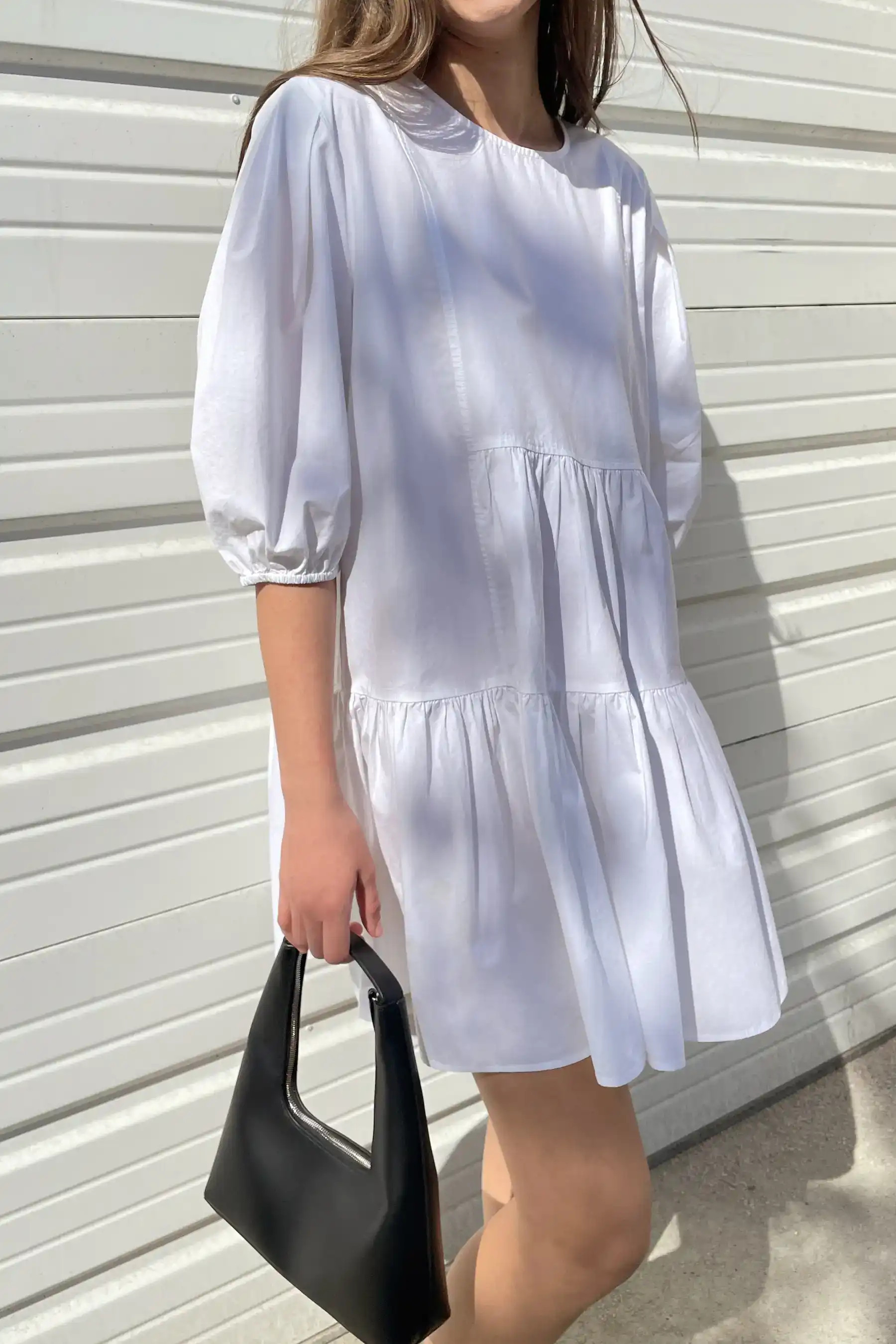 COTTON POPLIN TIERED MINI DRESS | OAK + FORT