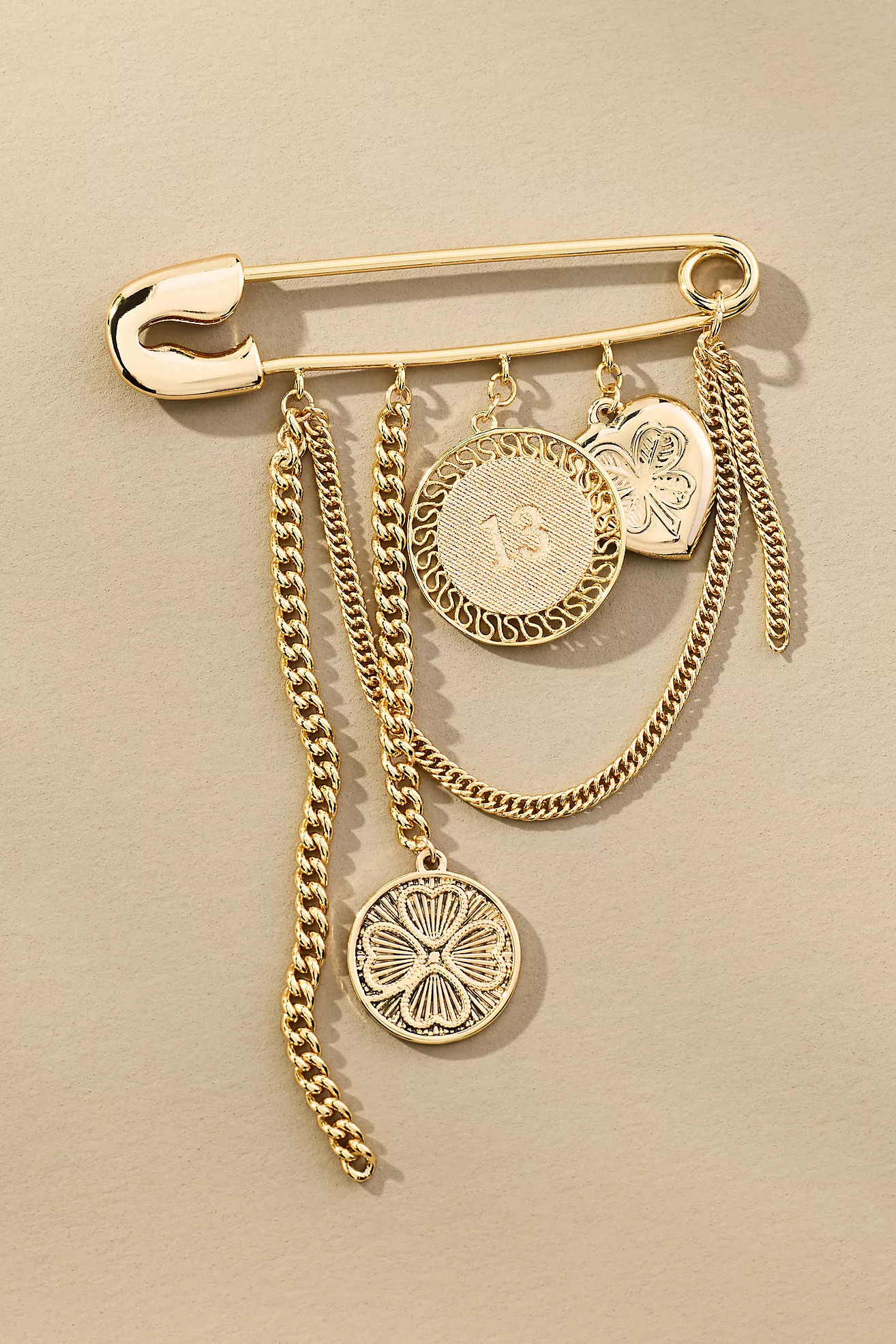 Safety Pin Charm Brooch | Anthropologie (US)