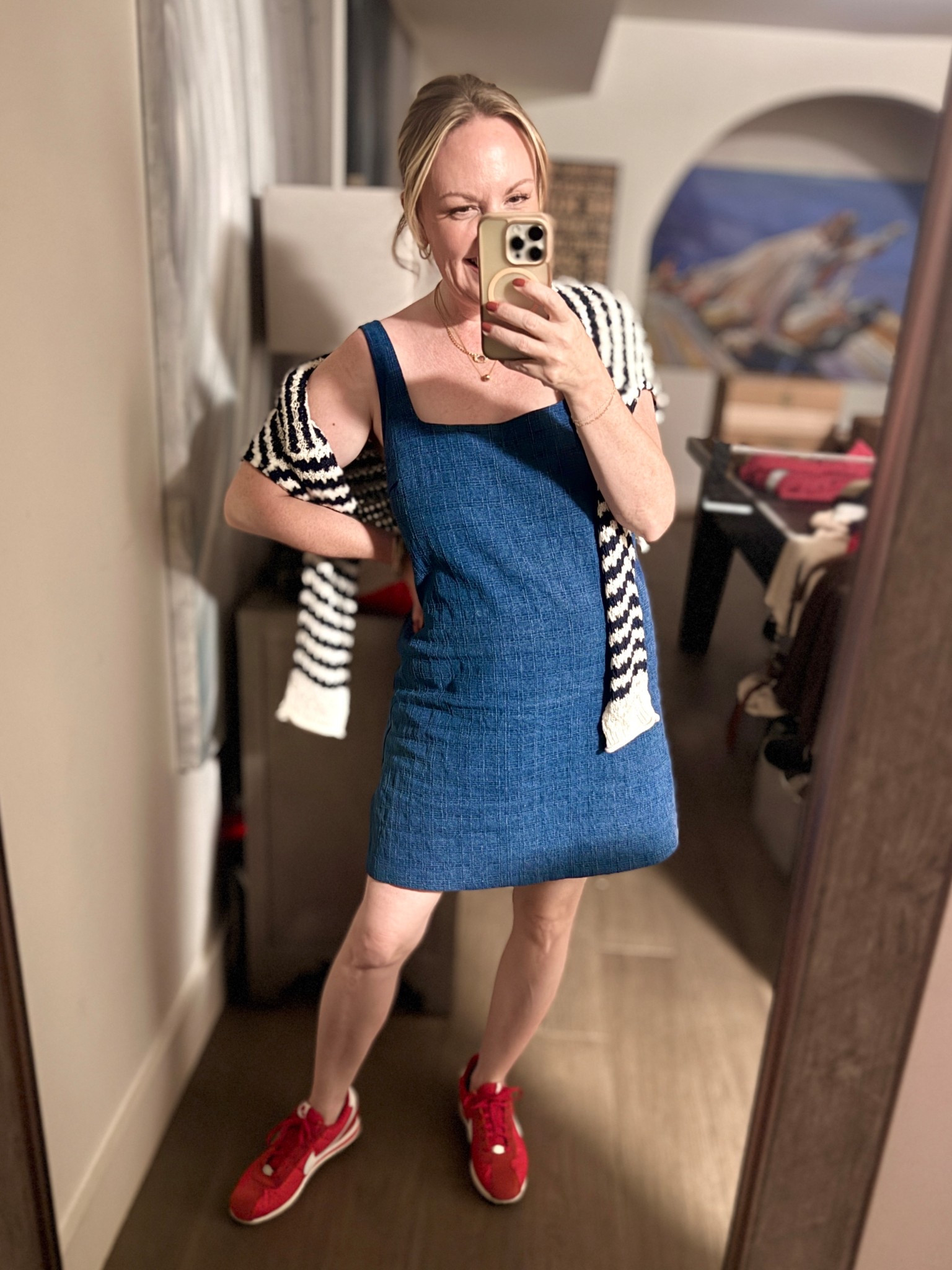 Small dress (I sized down); sneakers are youth so take 1.5 off your normal size :) sweater oos so linked similar! 

#LTKSeasonal #LTKOver40 #LTKSaleAlert