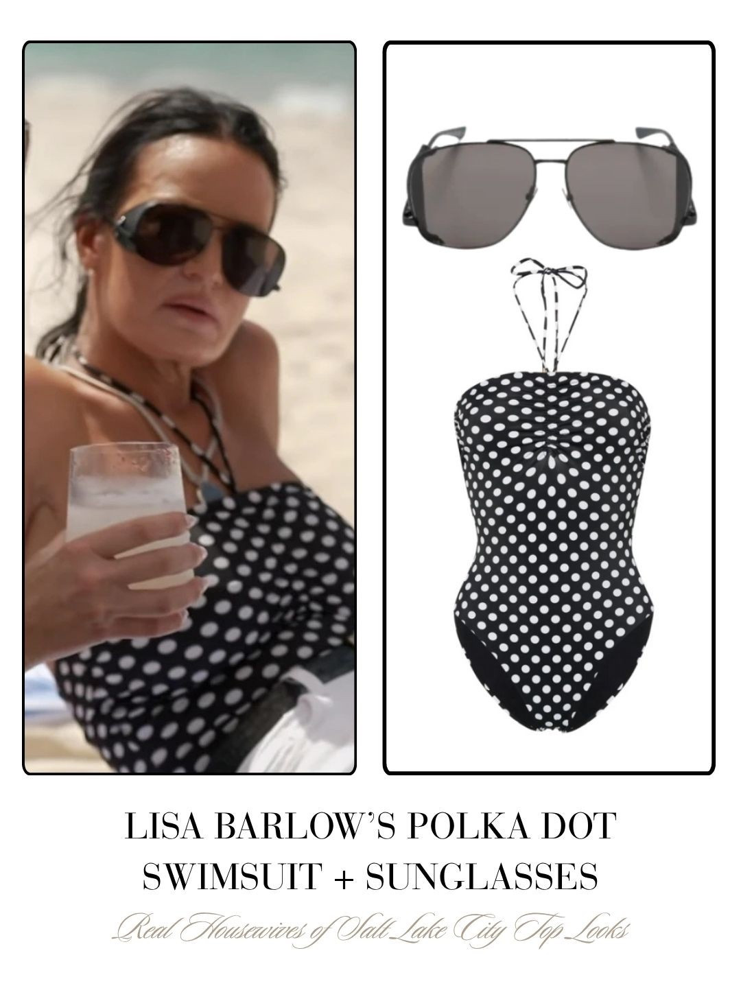 Lisa Barlow’s Polka Dot Swimsuit and Sunglasses 