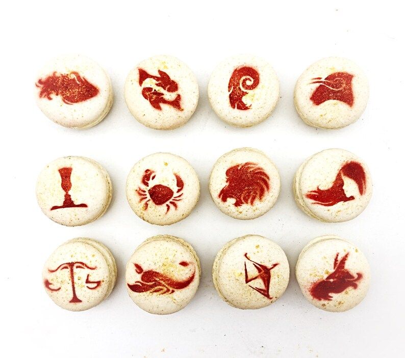 Zodiac French Macarons Set | 12  Macarons Decorated with Zodiac Signs | Etsy (US)