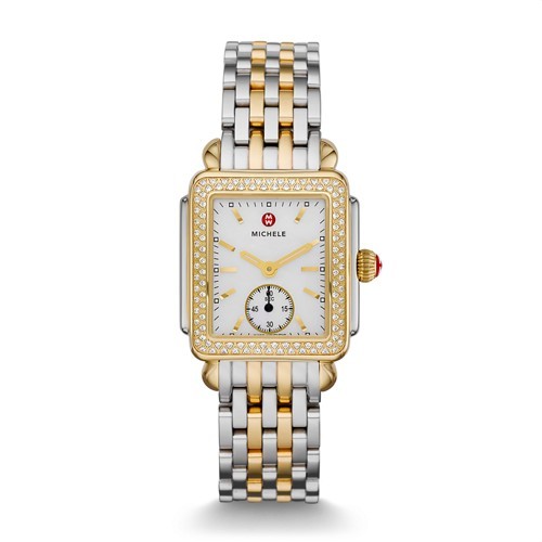 Michele Deco Mid Two Tone Diamond, Two Tone Bracelet Watch Mww06v000023 White | Michele Watches