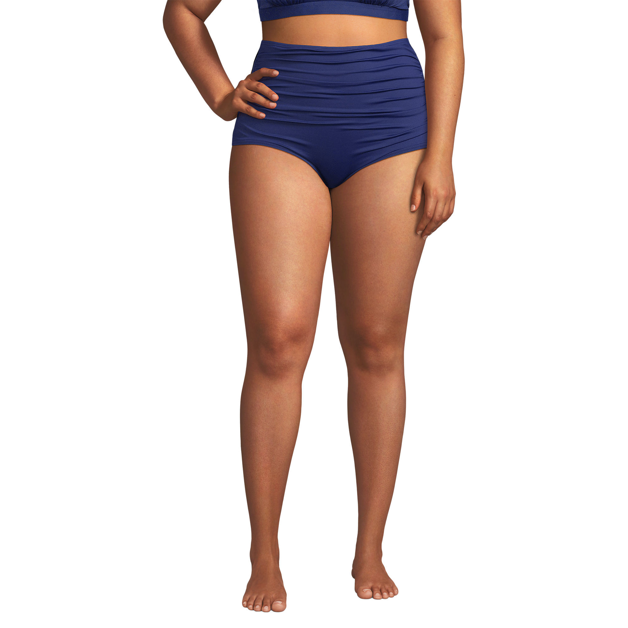 Women's Plus Size Tummy Control Retro High Waisted Bikini Swim Bottoms | Lands' End (US)