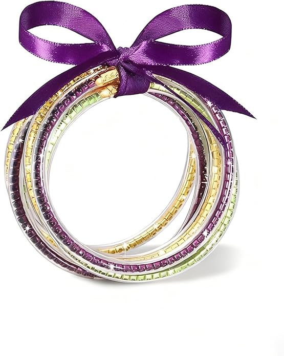 JHJEWH mardi gras Bracelets Christmas Jelly Set-Glitter Filled Silicone Bangles for Women Waterpr... | Amazon (US)