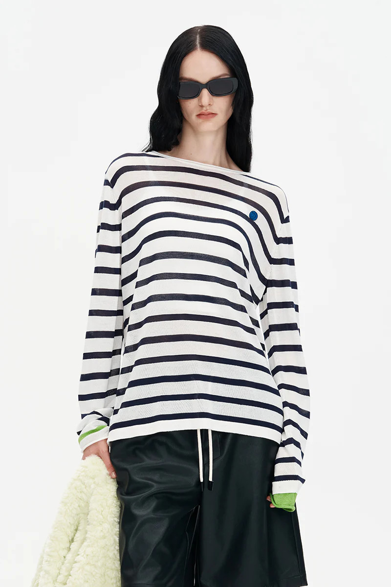 Striped knitted long sleeve top | SELFWHO