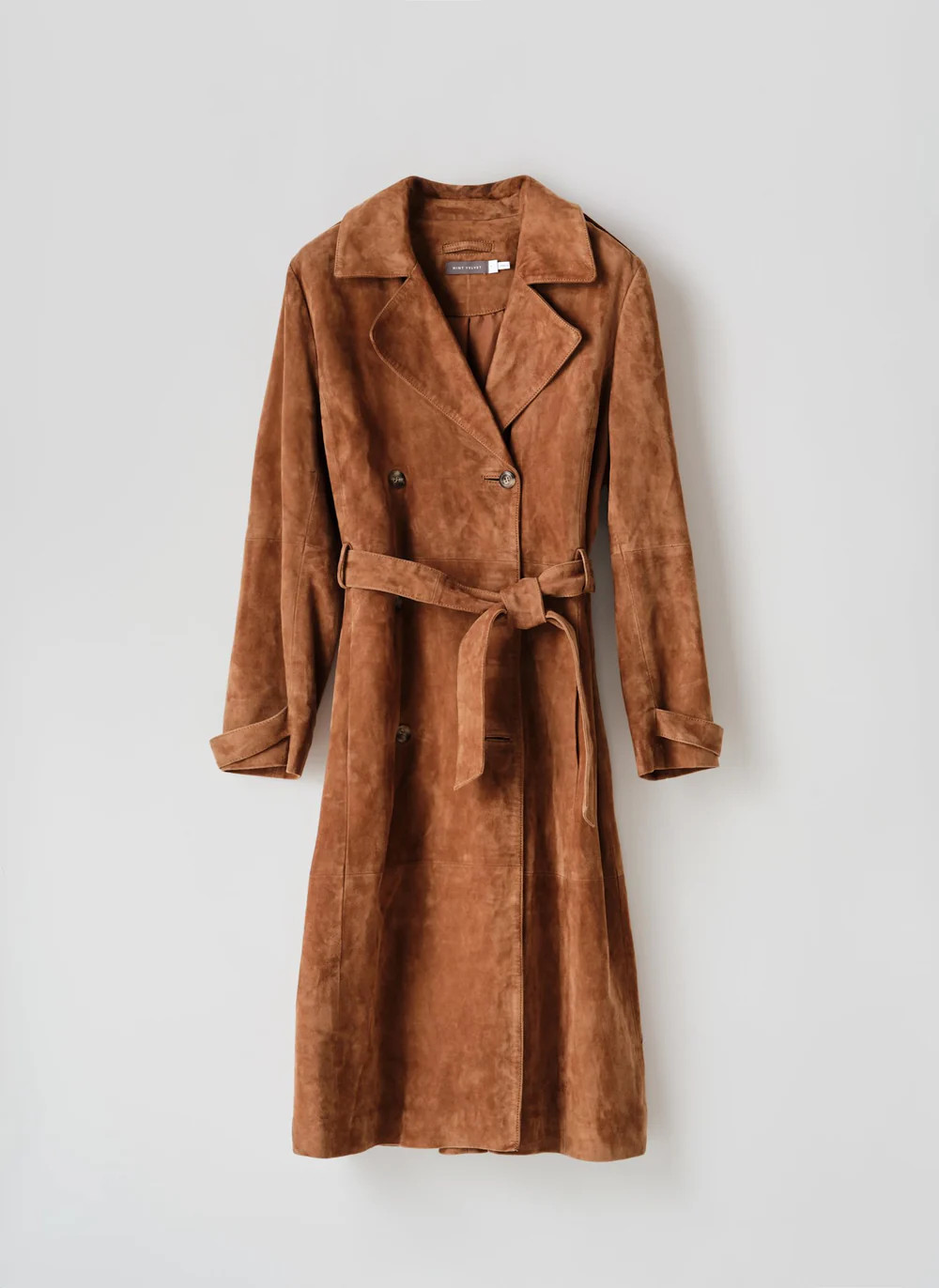 Tan Suede Trench Coat | Mint Velvet