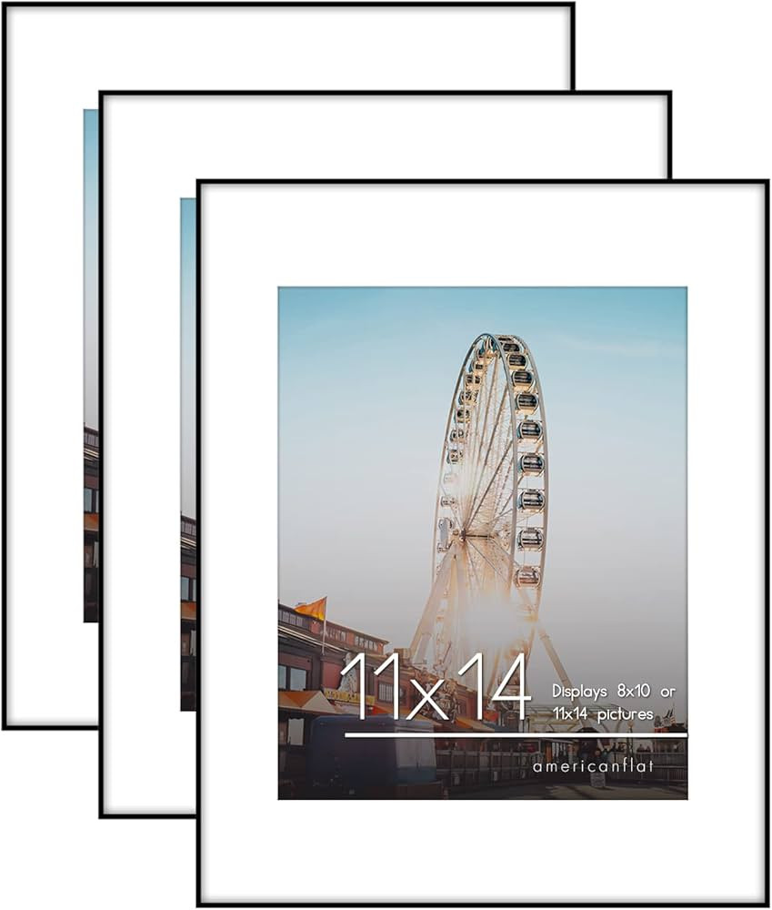 Americanflat Front Loading 11x14 Picture Frame in Black - Set of 3 - 8x10 Frame With Mat and 11x1... | Amazon (US)