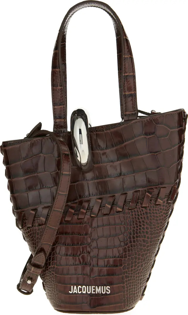 Le Petit Bambola Croc Embossed Leather Bucket Bag | Nordstrom