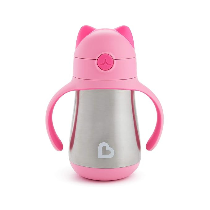 Munchkin® Cool Cat™ Stainless Steel Toddler Straw Cup, 8 Ounce, Pink | Amazon (US)