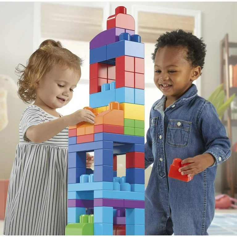 MEGA BLOKS Fisher-Price Toy Blocks Blue Big Building Bag with Storage (80 Pieces) for Toddler - W... | Walmart (US)