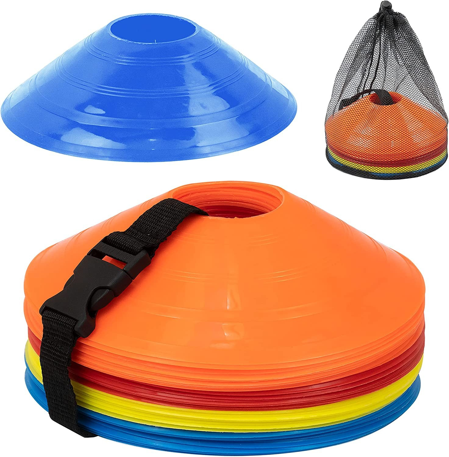 Soccer Cones for Drills with Mesh Bag & Strap-Flexible, Heavy-Duty Sports Cones for Soccer Practi... | Amazon (US)