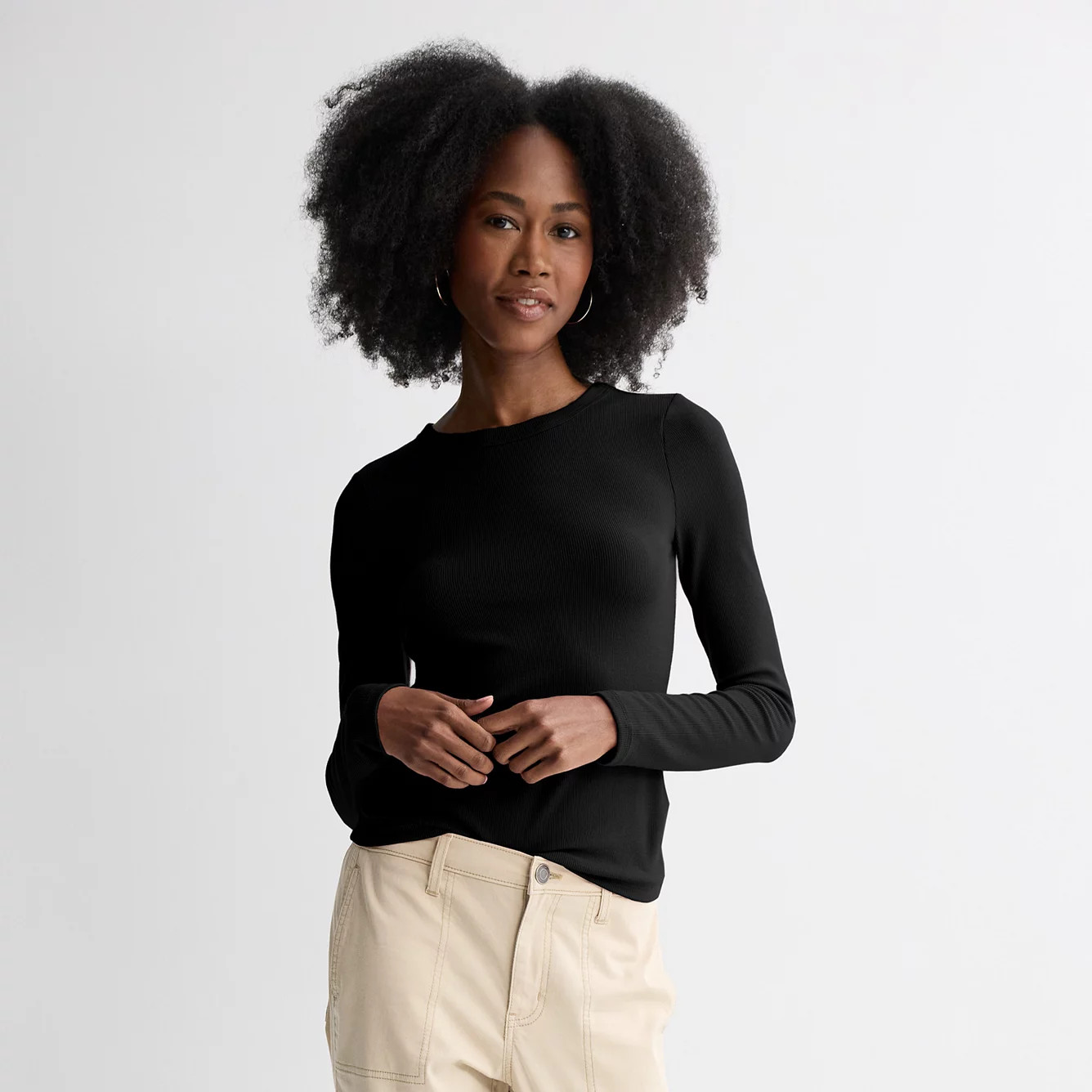 Juniors' SO® Long Sleeve Rib Crew Top | Kohl's