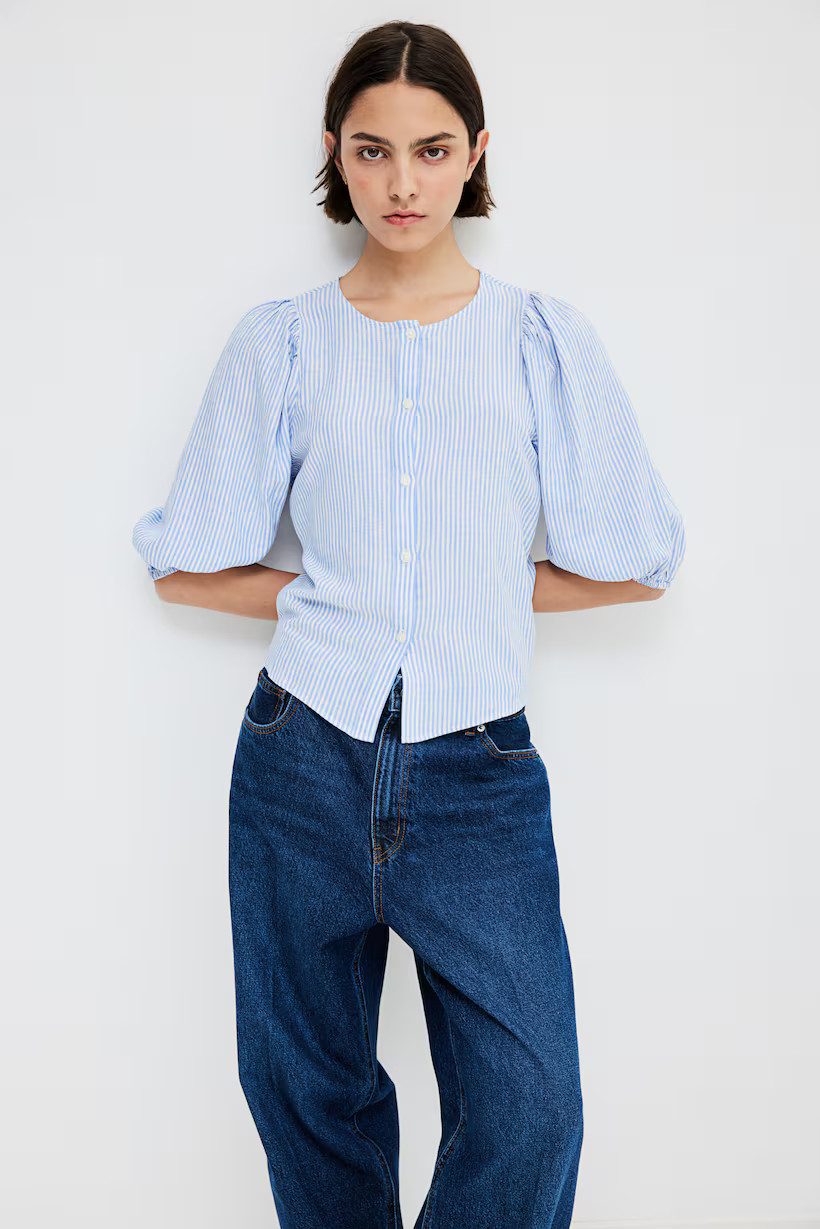 Linen-blend blouse | H&M (UK, MY, IN, SG, PH, TW, HK)