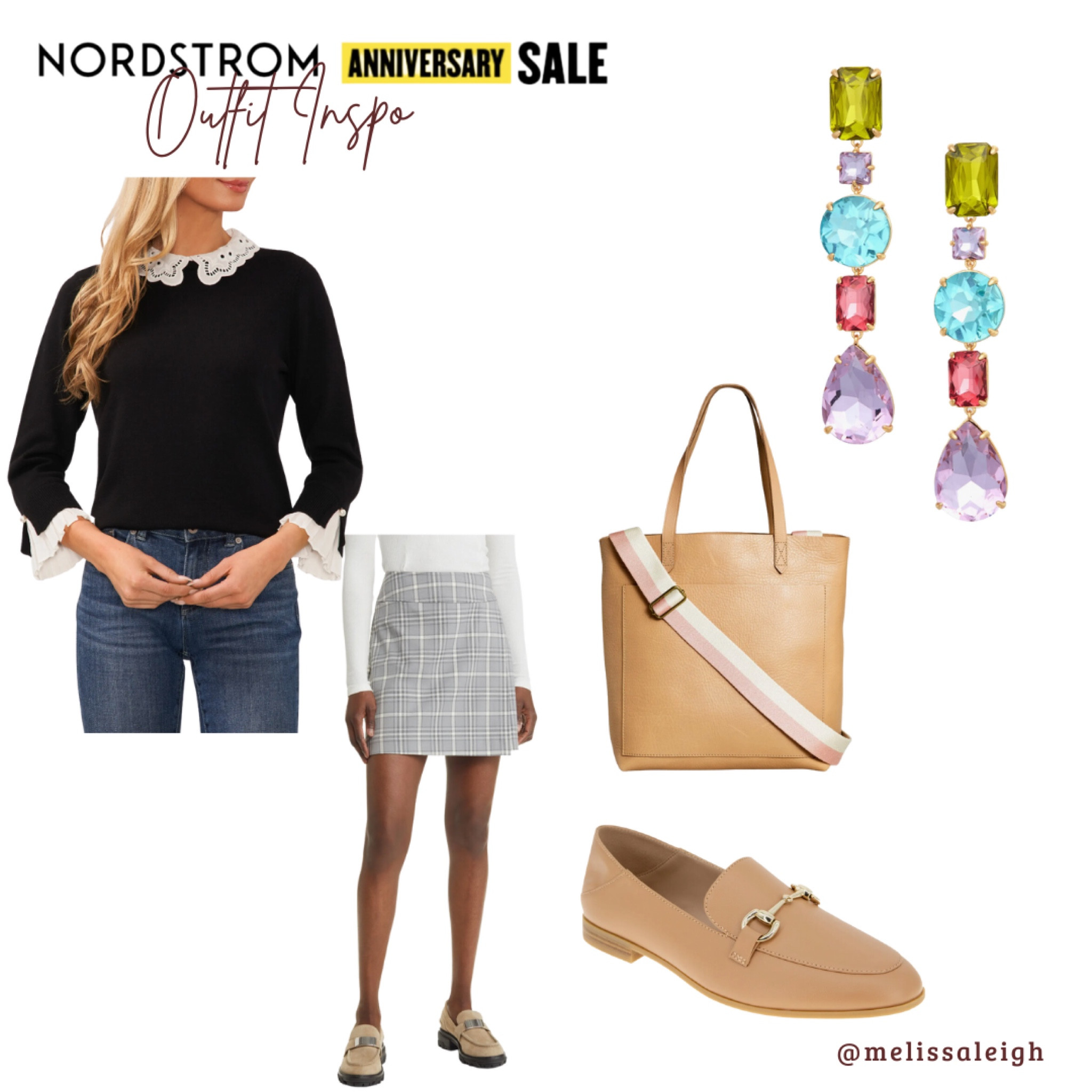 Nordstrom anniversary sale, Nordstrom, Nordstrom sale, n sale 2023, sale finds, fall fashion, fall style, staple items, lace trim blouse, plaid skirt, Sam Edelman loafers, madewell leather medium tote bag, lele drops rhinestone earrings, work outfit, office style 

#LTKSeasonal #LTKxNSale #LTKworkwear