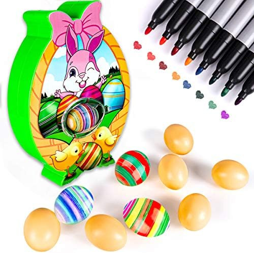 Augtoy Easter Egg Coloring Kits Machine with 3 Eggs 8 Markers, Egg Dye Kit Spinner Machine Easter... | Amazon (US)
