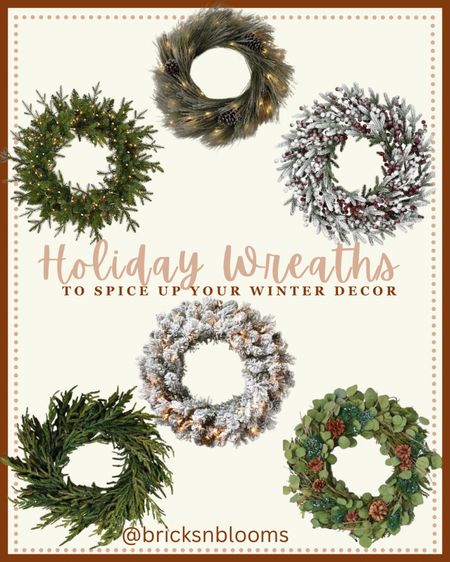 Holiday Wreaths to Spice Up Your Winter Decor 

Wreaths, Christmas, winter decor, boho decor, holiday greenery, pinecones 

#LTKHoliday #LTKSeasonal #LTKhome