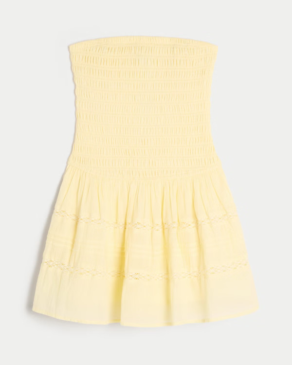 Strapless Smocked Bodice Mini Dress | Hollister (US)