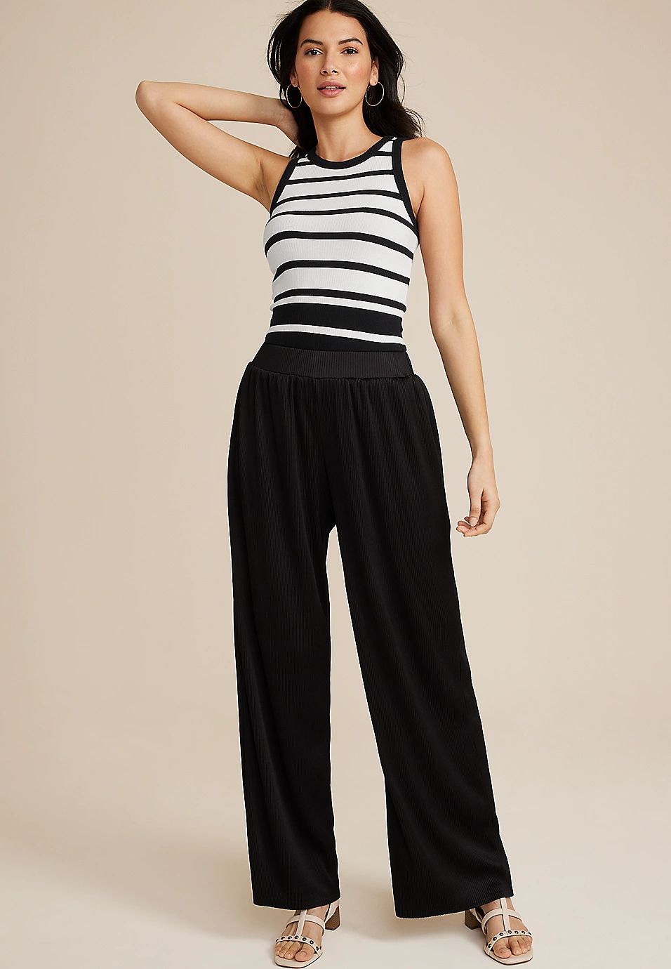 Plisse High Rise Wide Leg Pant | Maurices