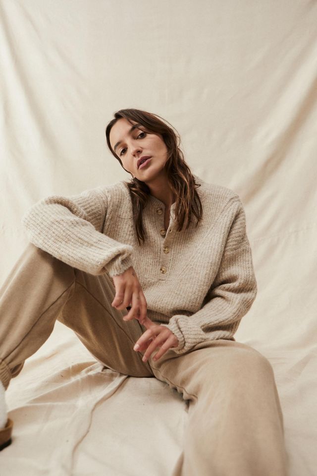 UO Fluffy Henley Sweater | Urban Outfitters (US and RoW)
