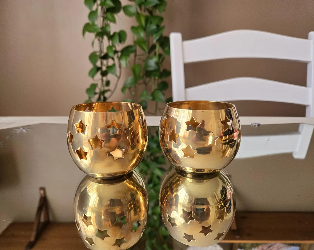 Vintage Celestial Brass Candle Holders/ 1990s Brass Star Candle Holders/ Vintage Boho/ Moody Deco... | Etsy (US)