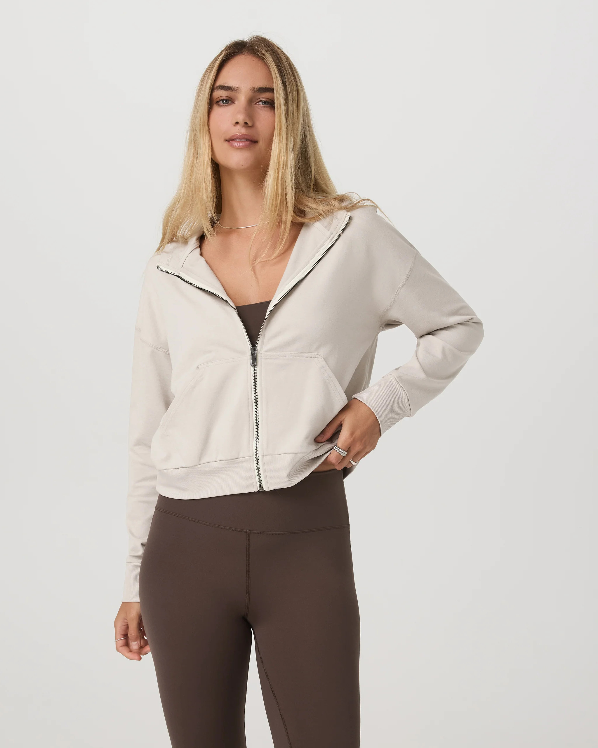Halo Full Zip Hoodie | Women's Ecru Heather Hoodie | Vuori | Vuori Clothing (US & Canada)