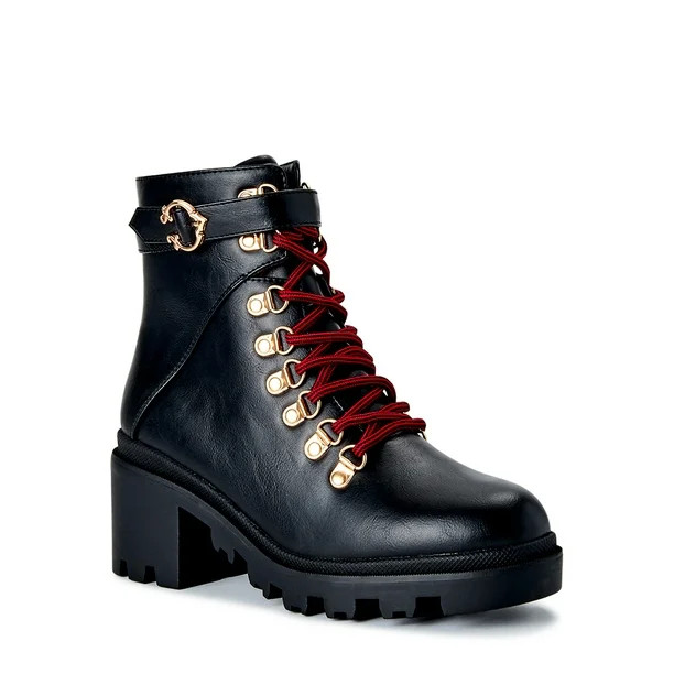 C. Wonder Women's Laney Lug Sole Lace Up Boots - Walmart.com | Walmart (US)