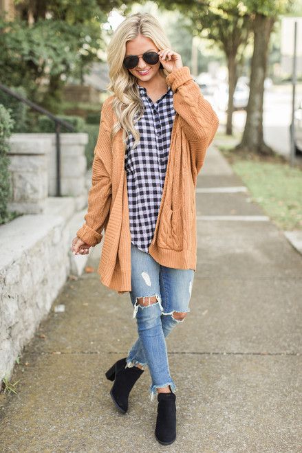 Won't Change My Heart Cardigan Harvest Gold | The Pink Lily Boutique