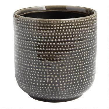 Black Dot Reactive Glaze Ceramic Planter | World Market