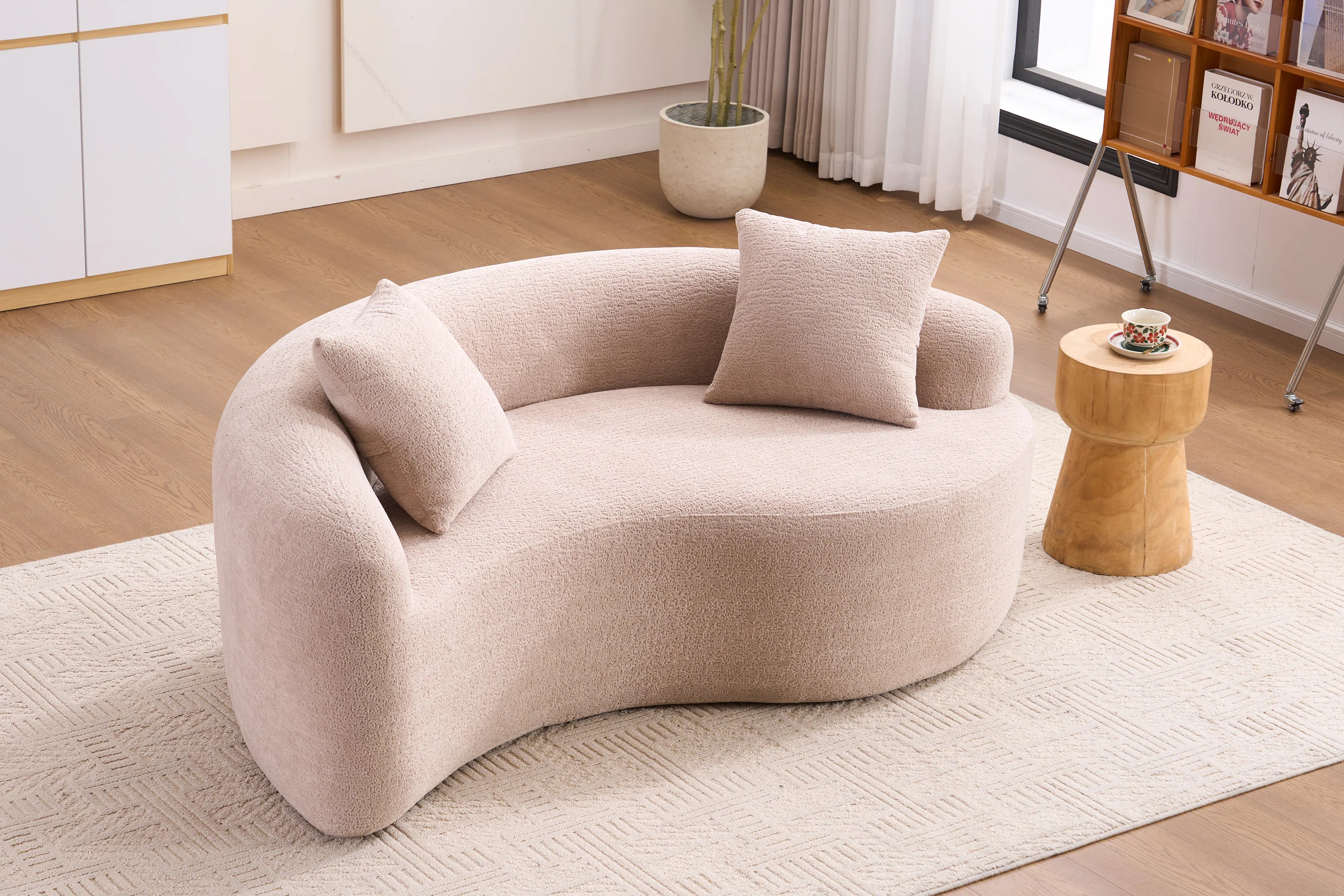 Full Sponge Chenille Curved Compression Double Sofa | Wayfair North America