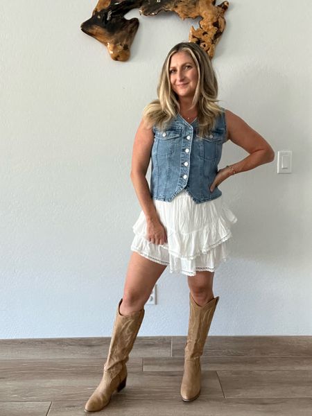 Spring country concert outfit
Or fun spring outfit 

Skirt is old- linked similar 
Linked multiple denim vests


#LTKStyleTip #LTKSeasonal #LTKFindsUnder50