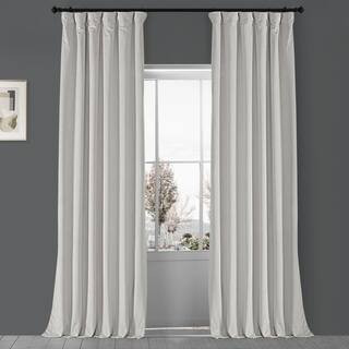 Exclusive Fabrics & Furnishings Porcelain White Velvet Rod Pocket Blackout Curtain - 50 in. W x 9... | The Home Depot