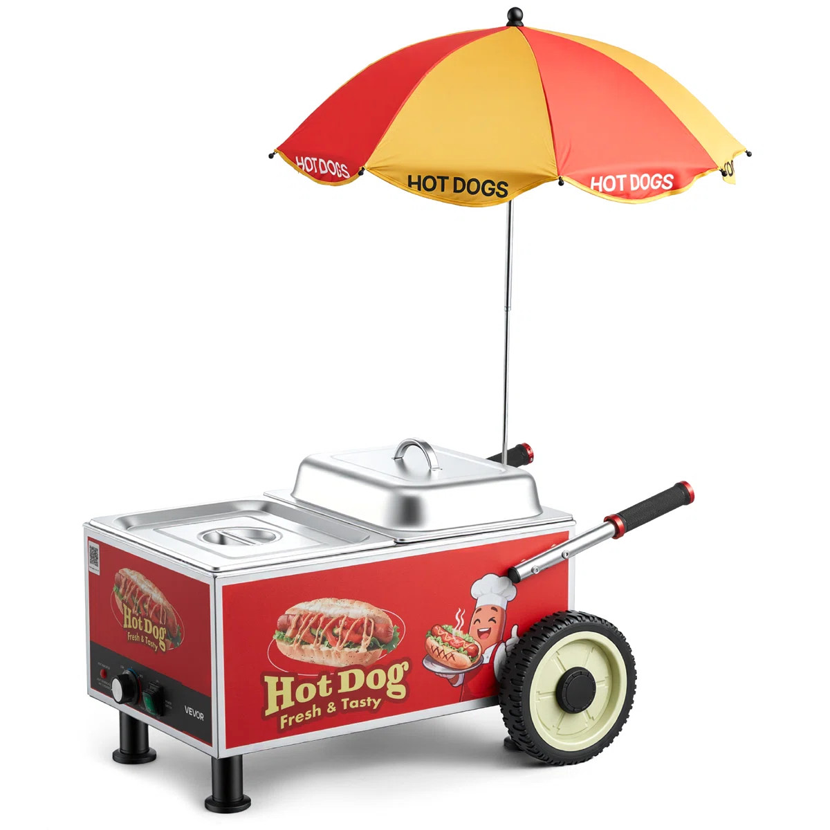 Hot Dog Steamer Cart, 1200W Electric Stainless Steel Hot Dog Steam Machine, 86-203°F Temp Adjust... | Wayfair North America