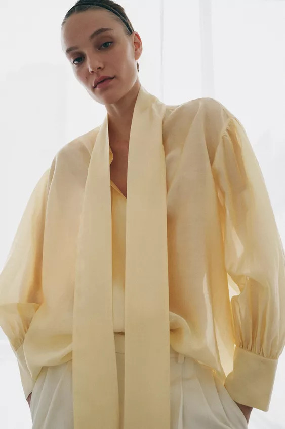 ZW COLLECTION SATIN SHIRT WITH TIES | Zara UK