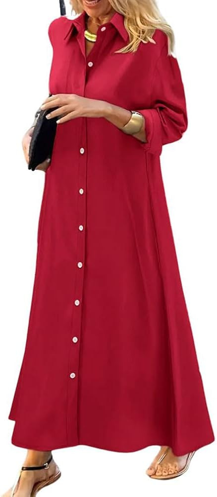 chouyatou Shirt Dress Long Dress | Amazon (US)