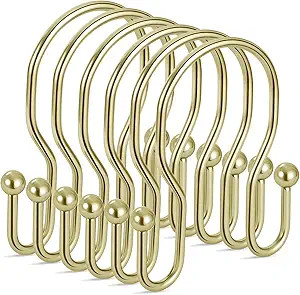 24 Pack Double Shower Curtain Hooks Rings, TENOVEL Double Sided Shower Curtain Hooks Rust Proof f... | Amazon (US)