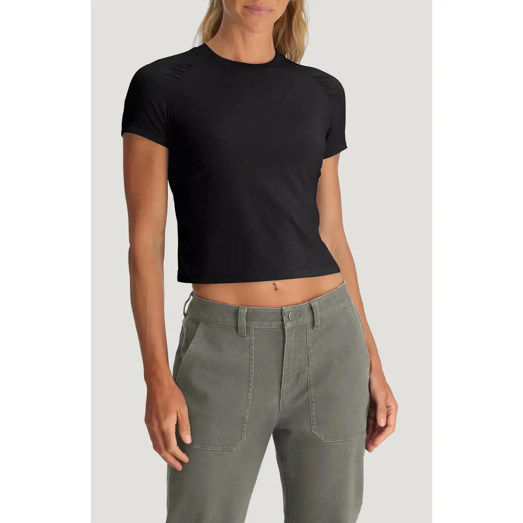 Free Fly Elevate Lightweight Crop T-Shirt in Black at Nordstrom, Size Small | Nordstrom