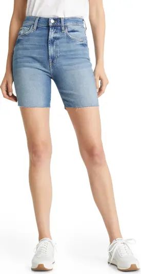 High Waist Raw Hem Denim Bike Shorts | Nordstrom