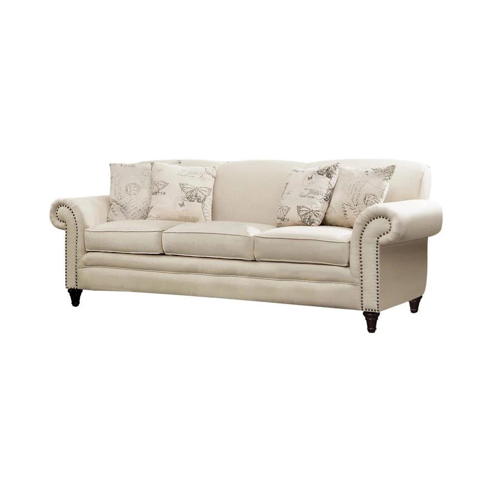 Norah Sofa with Nail Head Trim Oatmeal | Walmart (US)