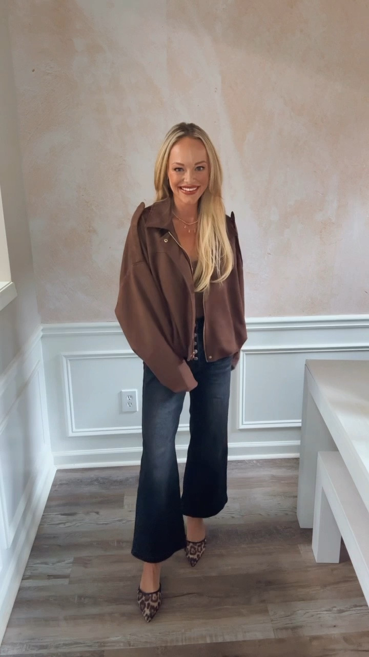 Brown suede jacket Amazon, fall brown suede jacket, Amazon jeans, leopard heels,  casual fall outfits

#LTKSeasonal #LTKSaleAlert #LTKootd