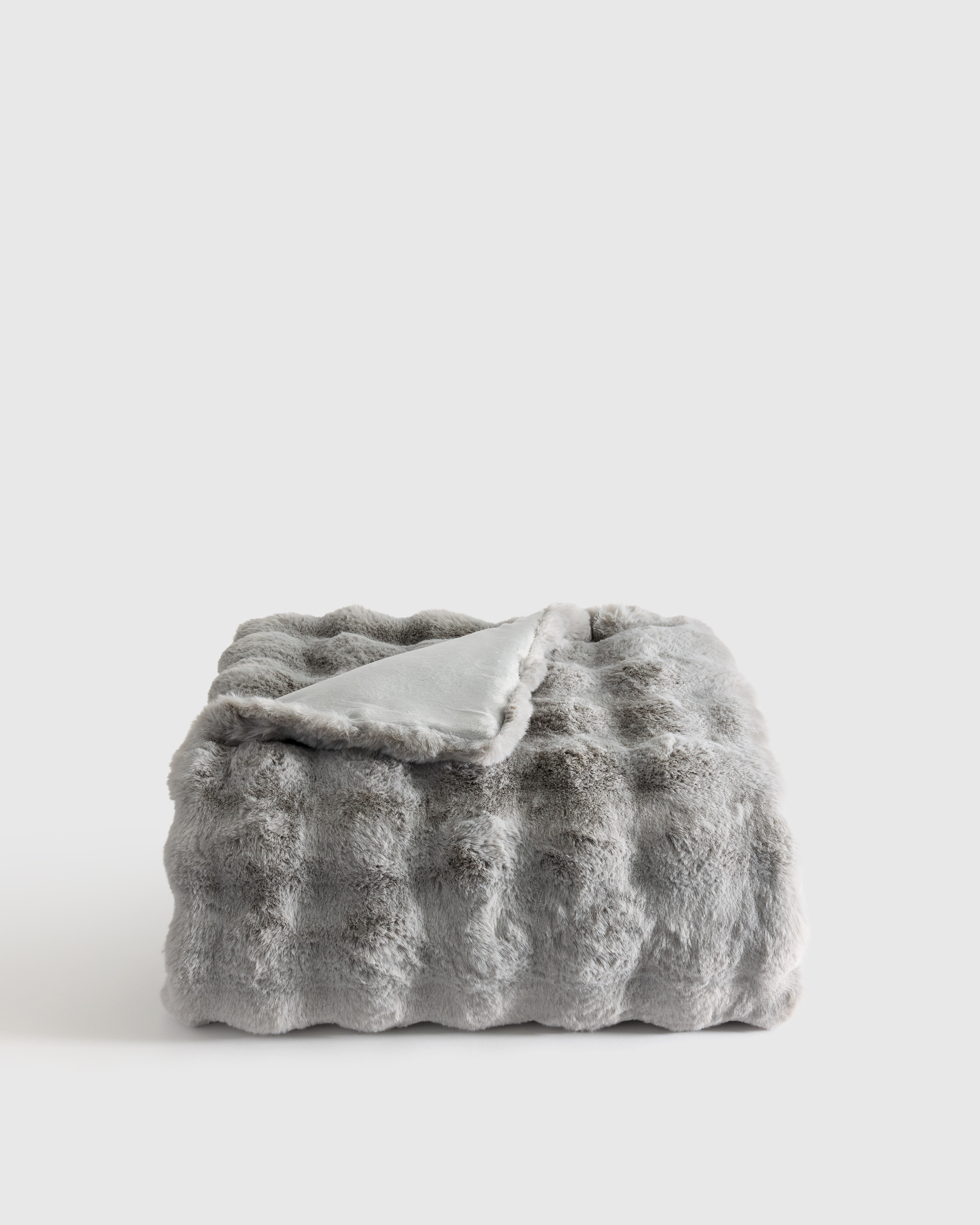 Quince | Ruched Faux Fur Throw in Glacier, Size 60x80, Recycled Polyester | Quince
