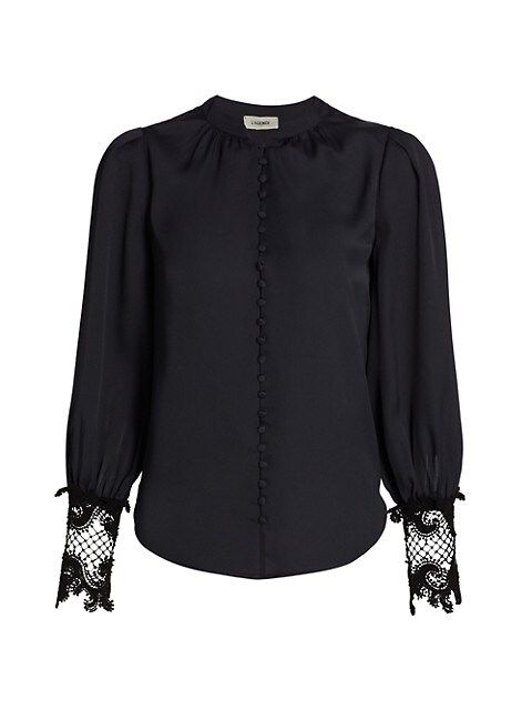 L'AGENCE Ava Lace Cuff Blouse | Saks Fifth Avenue