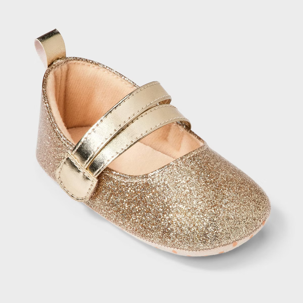 Baby Girls' Shimmer Flat Crib Shoes - Cat & Jack™ Gold | Target