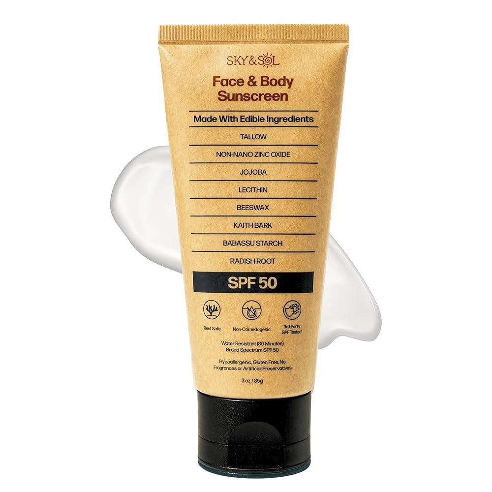 Non-Toxic Natural Mineral Sunscreen SPF 50 | Safest Organic Natural Tallow & Zinc Oxide Sunblock ... | Amazon (US)