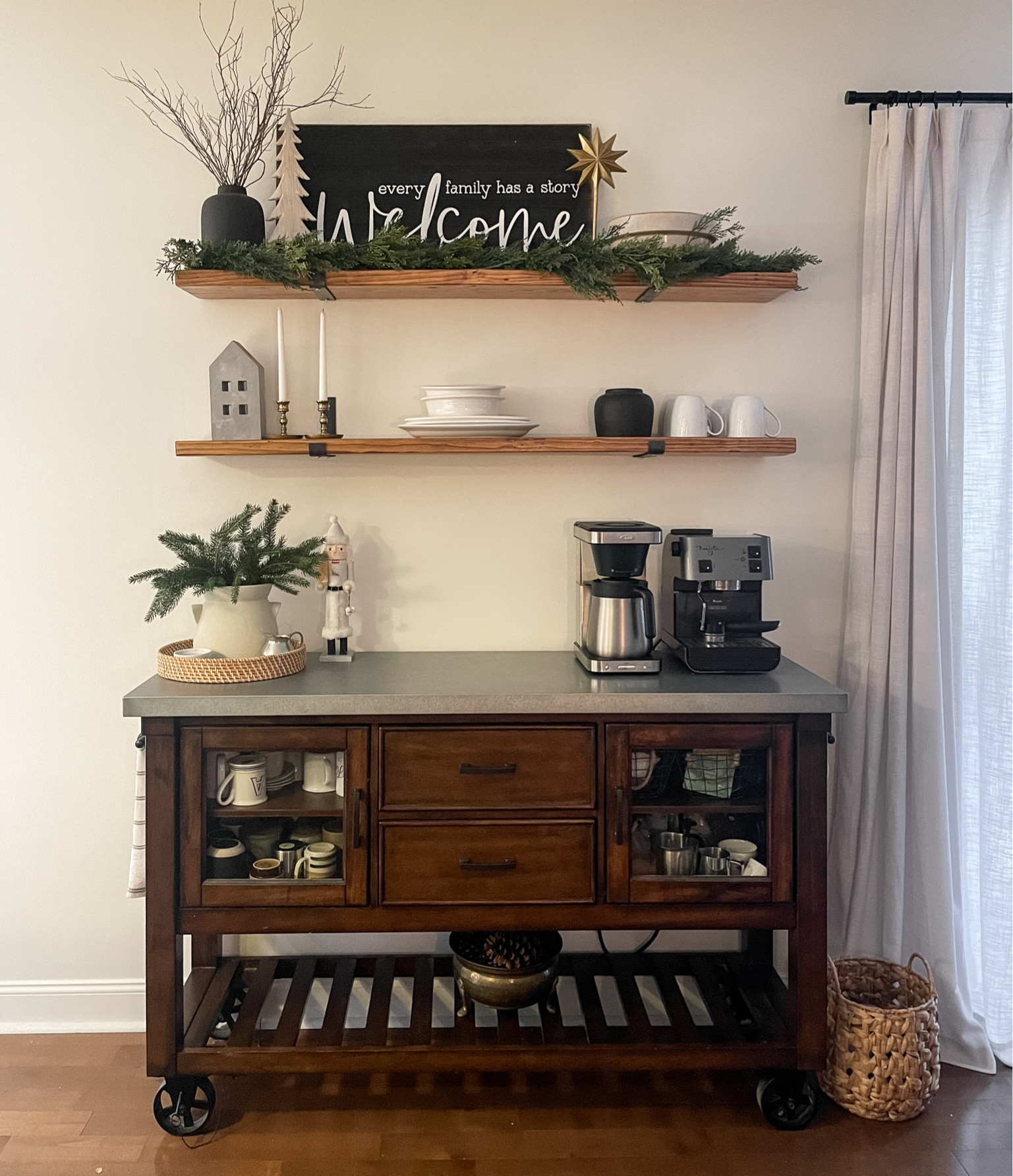Decorating our coffee bar for Christmas includes greenery, black and brass accents.  

#LTKhome #LTKSeasonal #LTKHoliday