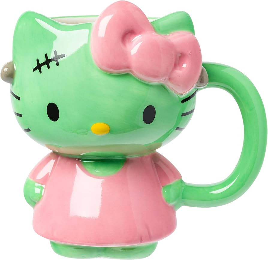 Silver Buffalo Sanrio Hello Kitty Halloween Frankenkitty Pink Dress Ceramic 3D Sculpted Mug, 20 O... | Amazon (US)