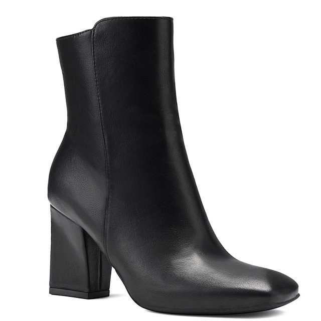 Pennysue Women's Square Toe Mid Calf Boots Black Chunky Block Heel Ankle Booties Side Zipper Size... | Walmart (US)