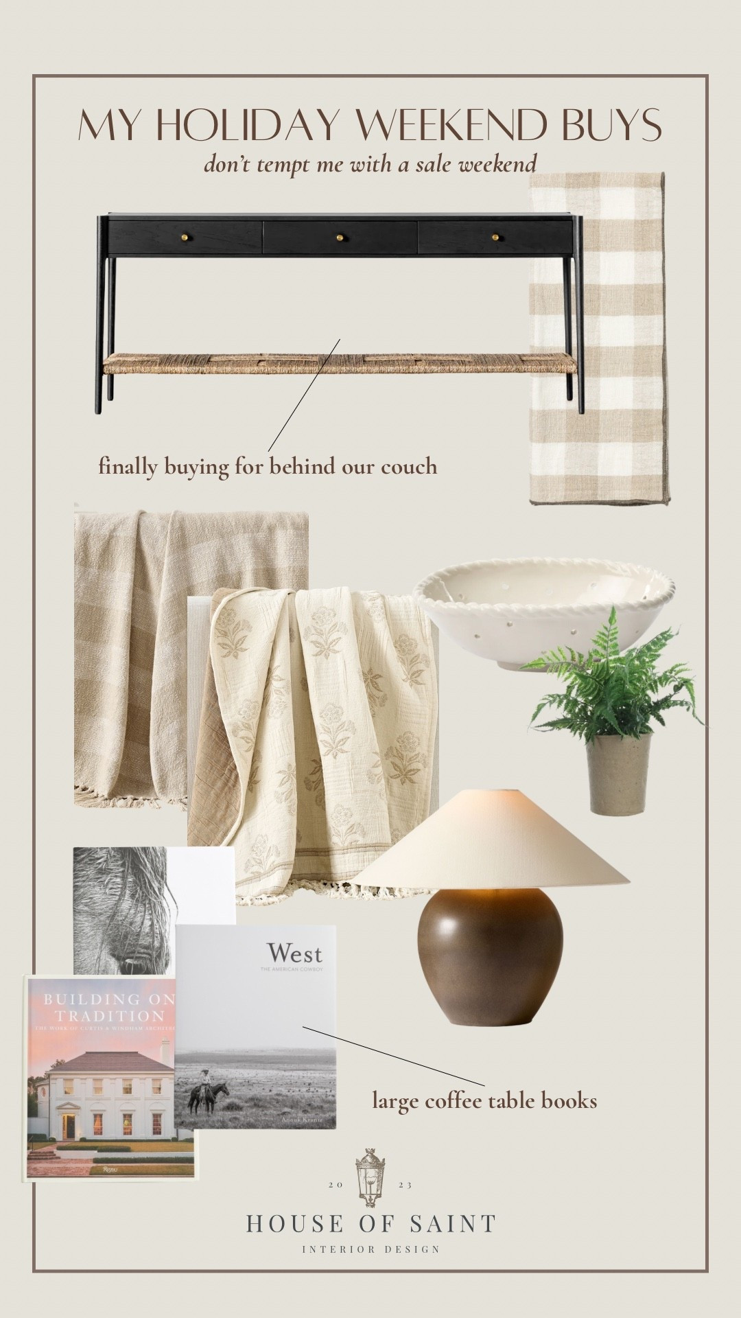 Holiday weekend finds I couldn’t resist 🤍

Finally ordered a console for behind our sofa, layered neutral throws, a scalloped bowl, oversized coffee table books, and the prettiest textured lamp. These are the timeless pieces that make a space feel collected — not trendy.

Perfect for:
• Behind-the-couch styling
• Soft traditional interiors
• Neutral living rooms
• Layered, cozy spaces

Linking everything here before the sale ends ✨ 

 #LTKHome