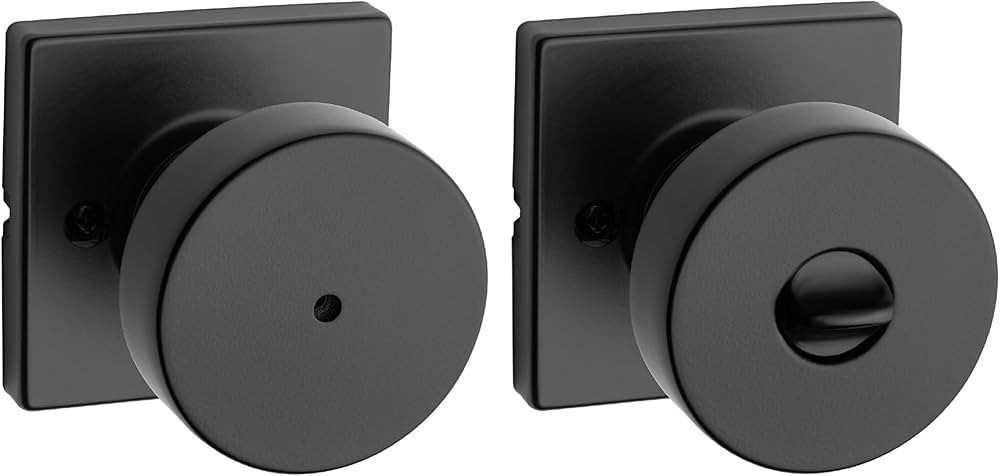 Kwikset Pismo Interior Privacy Door Knob with Lock, Door Handle For Bathroom and Bedroom, Matte B... | Amazon (US)