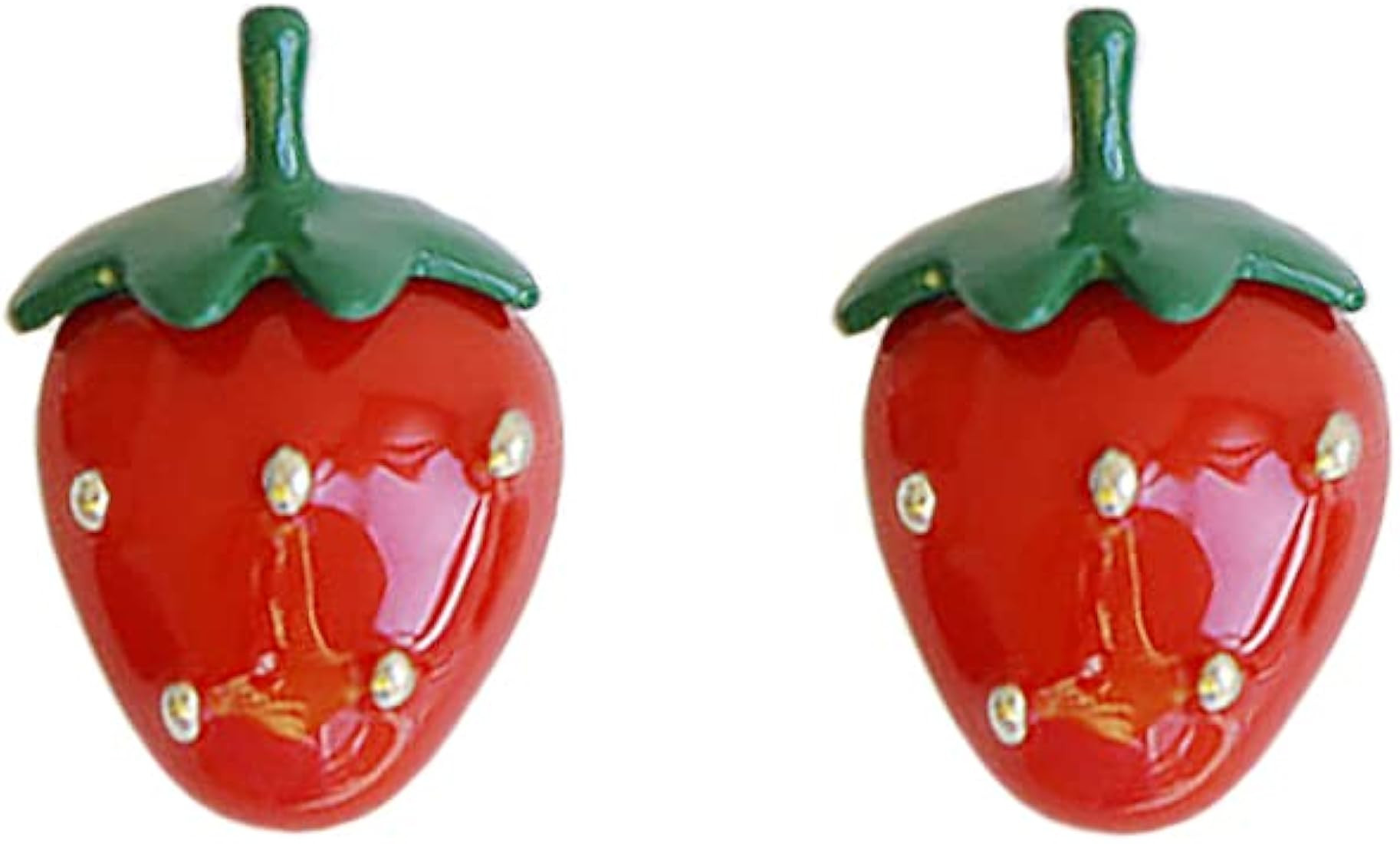 Cute Strawberry Stud Earrings for Women,Red Strawberry Earring, Enamel White Strawberry Earring f... | Amazon (US)